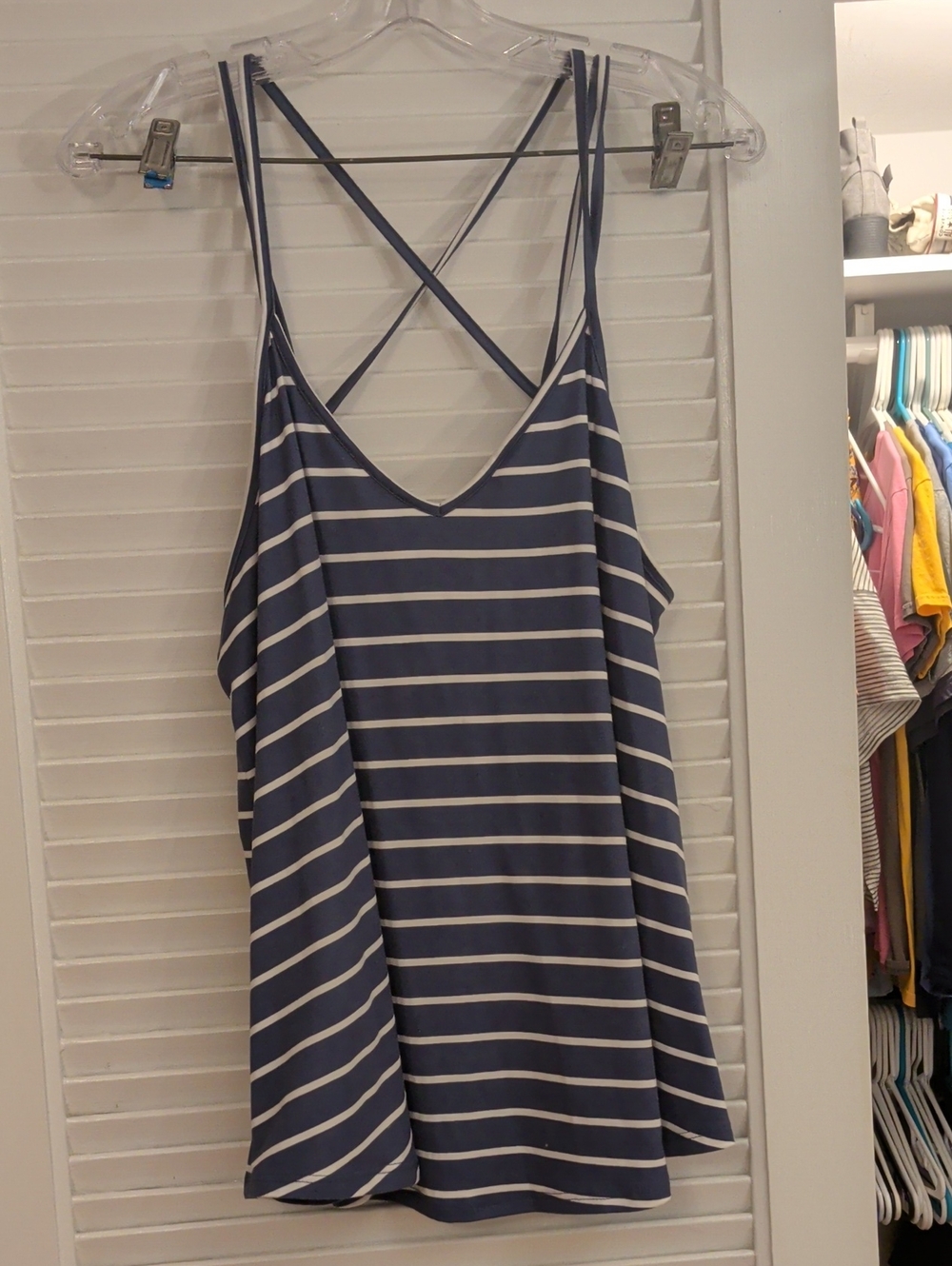 Papermoon Navy and White Striped Crisscross Back Cami